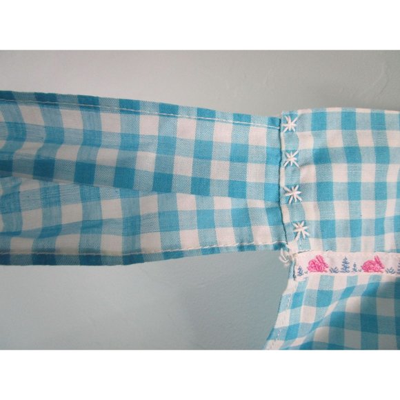 Blue Gingham Bunny Ribbon Trim Cross Stitch Accent Easter Apron Handcrafted GUC - Picture 12 of 16